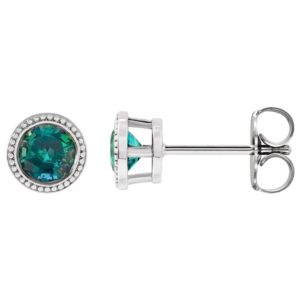 14K White Gold Natural Alexandrite Stud Earrings
