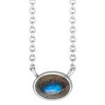 14K White Gold Natural Labradorite Necklace