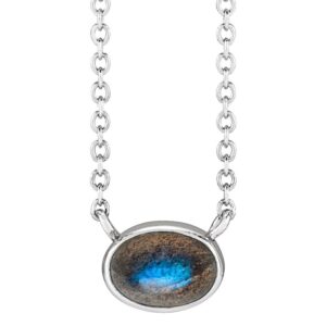 14K White Gold Natural Labradorite Necklace