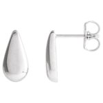 14K White Gold Simple Teardrop Stud Earrings