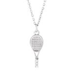 14K White Gold Tennis Racket Necklace