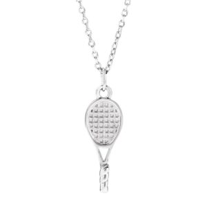 14K White Gold Tennis Racket Necklace