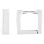 14K White Gold Thin Square Hinged Huggie Hoop Earrings 10 mm and 15 mm