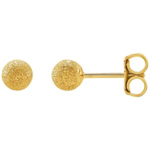 14K Yellow Gold Ball Stardust Stud Earrings 4mm and 6 mm