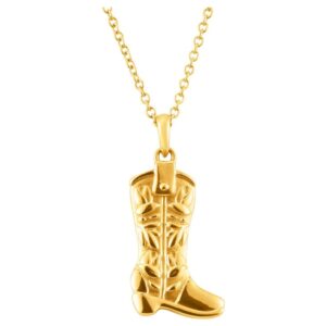 14K Yellow Gold Cowboy Boot Pendant Necklace