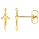 14K Yellow Gold Dagger Stud Earrings