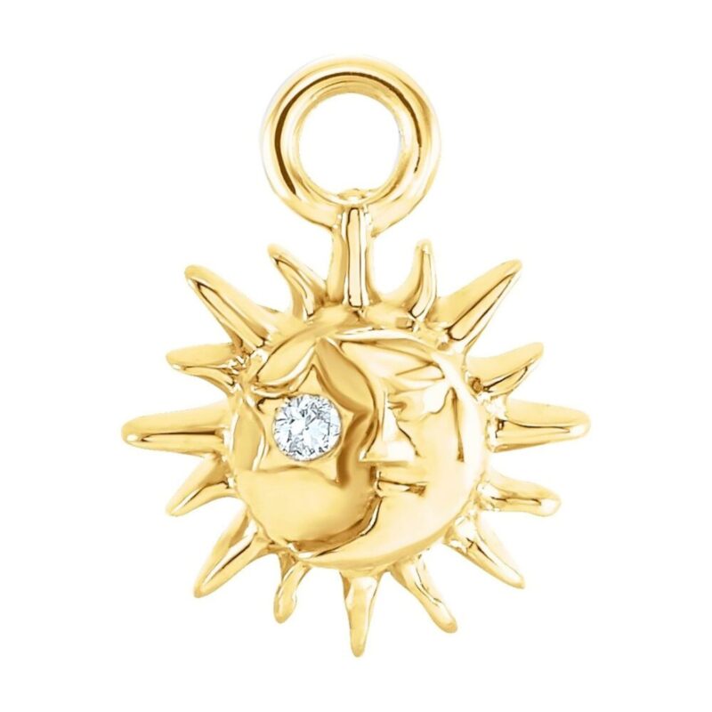 14K Yellow Gold Diamond Sun and Moon Charm