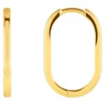 14K Yellow Gold Elongated Oval Hoop Earrings