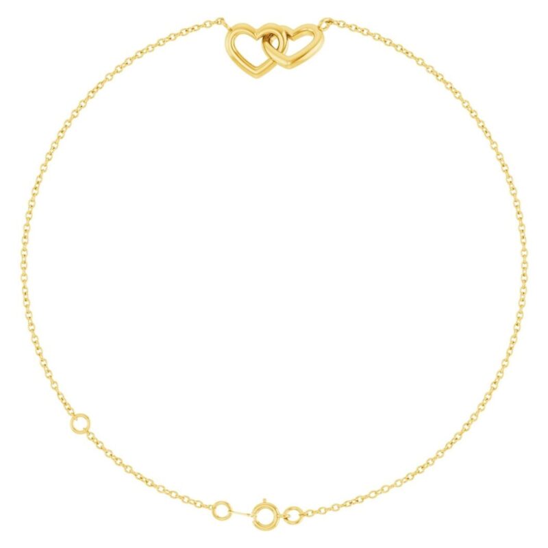 14K Yellow Gold Interlocking Hearts Bracelet