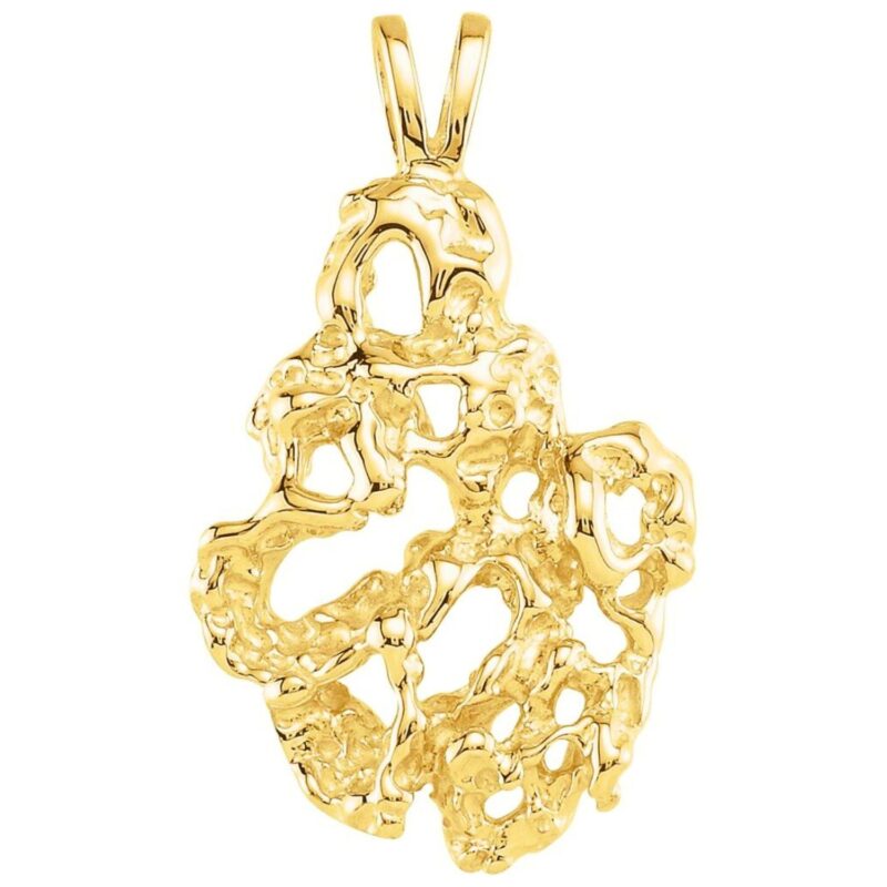 14K Yellow Gold Large Nugget Pendant 31 x 18 mm