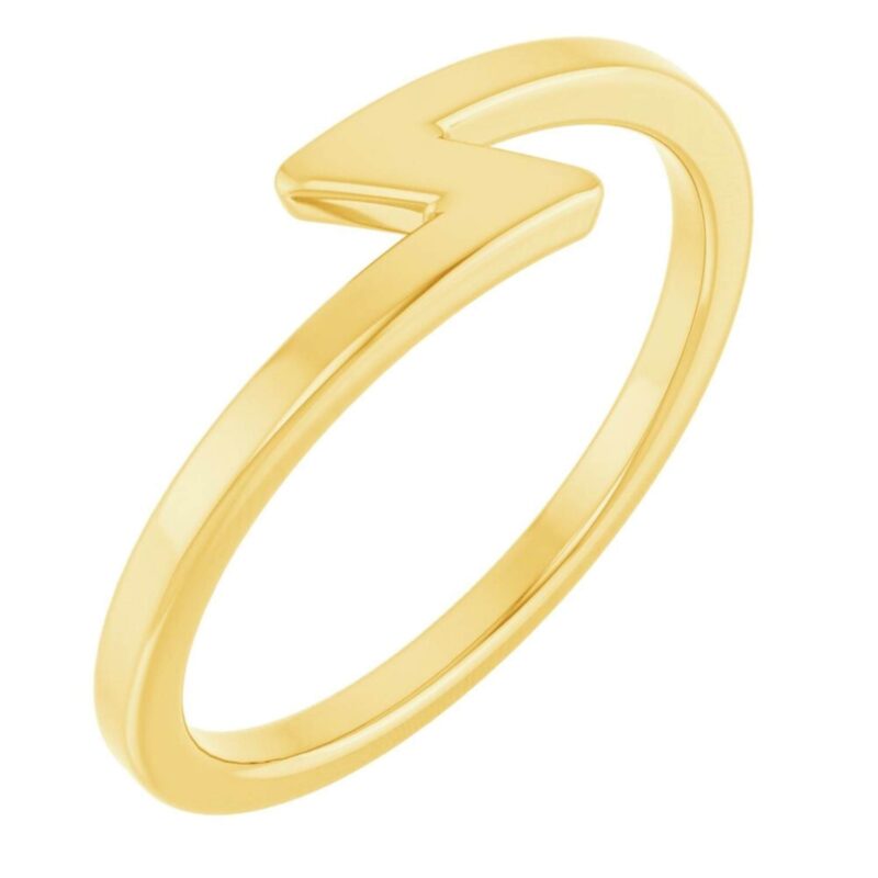 14K Yellow Gold Lightning Bolt Stackable Ring