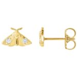 14K Yellow Gold Moth Stud Earrings with Diamond 14K Yellow Gold Moth Stud Earrings with Diamond
