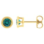14K Yellow Gold Natural Alexandrite Stud Earrings