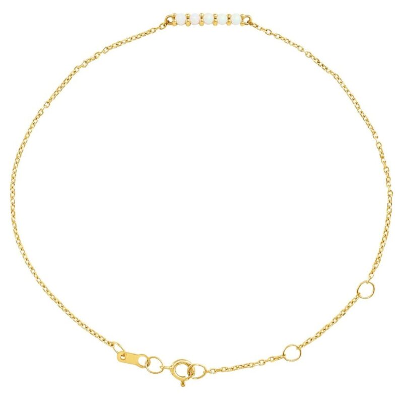 14K Yellow Gold Natural Ethiopian Opal Bar Bracelet