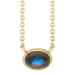 14K Yellow Gold Natural Labradorite Necklace
