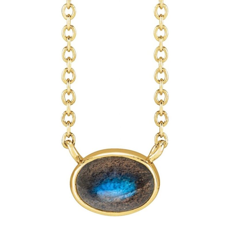 14K Yellow Gold Natural Labradorite Necklace