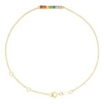 14K Yellow Gold Natural Multi Colored Gemstone Bar Bracelet