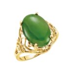 14K Yellow Gold Nephrite Jade Cabochon Ring 14K Yellow Gold Nephrite Jade Cabochon Ring