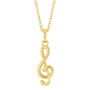 14K Yellow Gold Petite Treble Clef Pendant Necklace