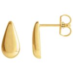 14K Yellow Gold Simple Teardrop Stud Earrings