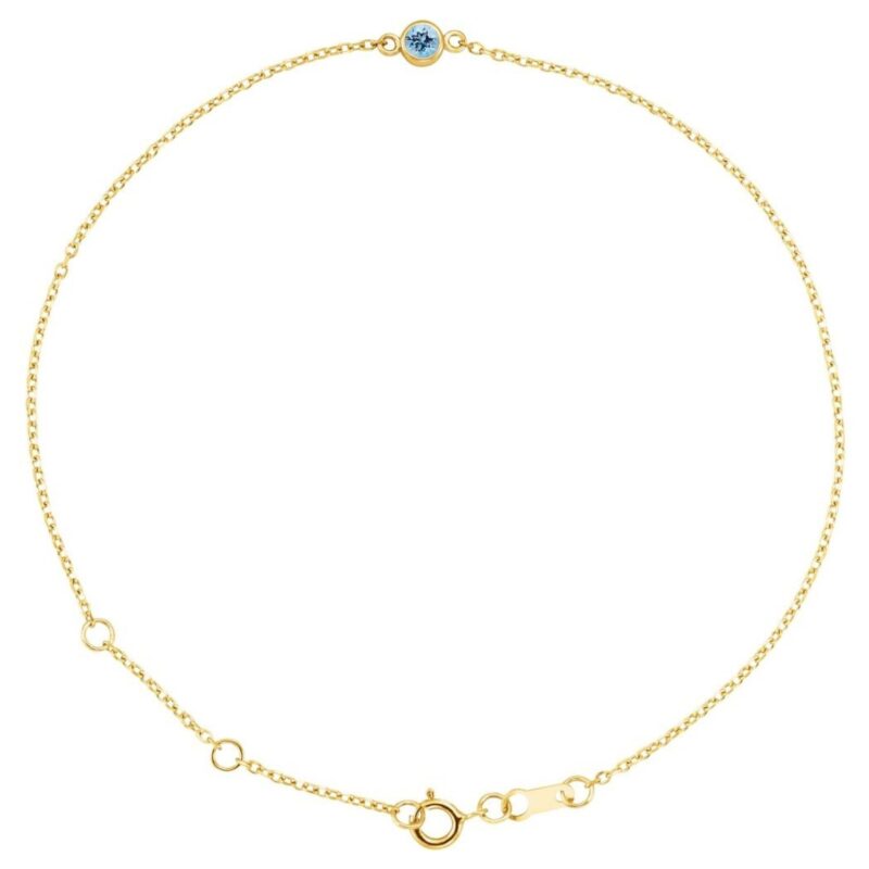 14K Yellow Gold Solitaire Natural Aquamarine Bracelet