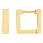 14K Yellow Gold Thin Square Hinged Huggie Hoop Earrings 10 mm and 15 mm