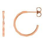 14k Rose Gold Faceted Hoop Earrings 17 mm