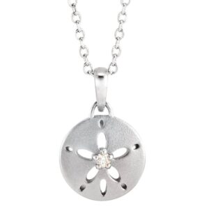 14k White Gold Diamond Sand Dollar Necklace