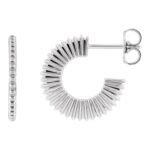 14k White Gold Starburst Hoop Earrings