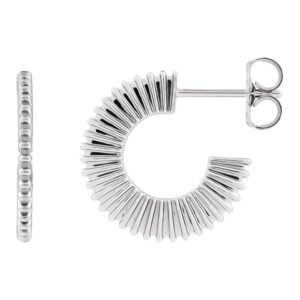 14k White Gold Starburst Hoop Earrings