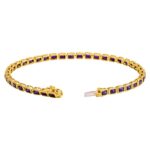14k Yellow Gold Emerald Cut Purple Amethyst Tennis Bracelet Box clasp 14k Yellow Gold Emerald Cut Purple Amethyst Tennis Bracelet Box clasp