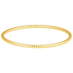 14k Yellow Gold Oval Twisted Bangle Bracelet 3mm 7.5 Inch 1