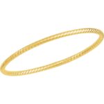 14k Yellow Gold Oval Twisted Bangle Bracelet 3mm 7.5 Inch