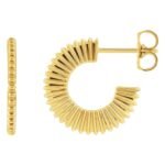 14k Yellow Gold Starburst Hoop Earrings