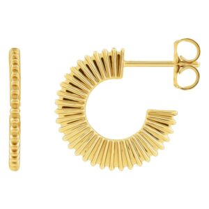 14k Yellow Gold Starburst Hoop Earrings