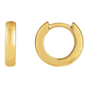 18K Yellow Gold Hinged Hoop Earrings 12 mm
