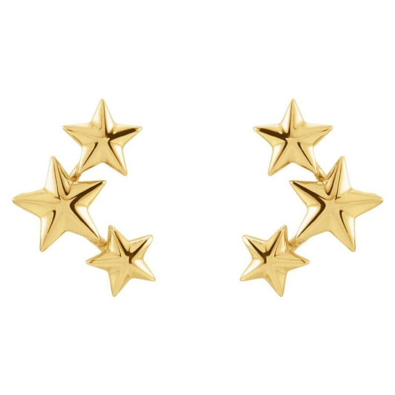 3 Star Ear Climbers 14K Gold