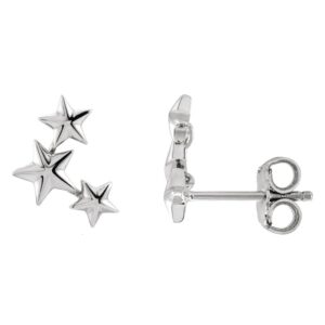 3 Star Ear Climbers 14K White Gold