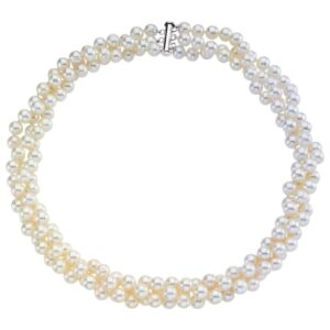 3 Strand Freshwater Pearl Necklace Sterling Silver