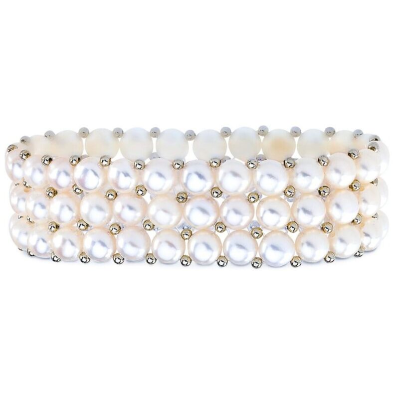 3 Strand Freshwater Pearl Stretch Bracelet Sterling Silver 3 Strand Freshwater Pearl Stretch Bracelet Sterling Silver