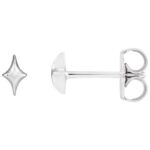 4 Point Star Stud Earrings 14K White Gold
