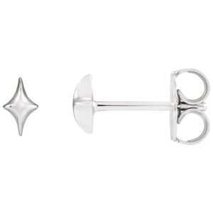 4 Point Star Stud Earrings 14K White Gold