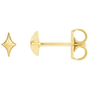 4 Point Star Stud Earrings 14K Yellow Gold