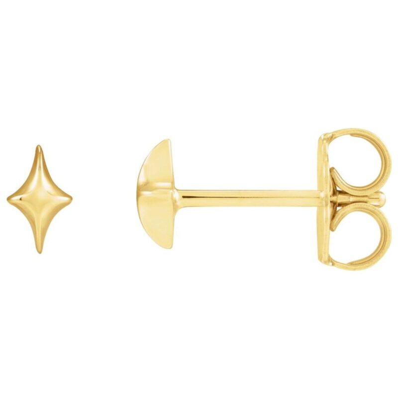 4 Point Star Stud Earrings 14K Yellow Gold