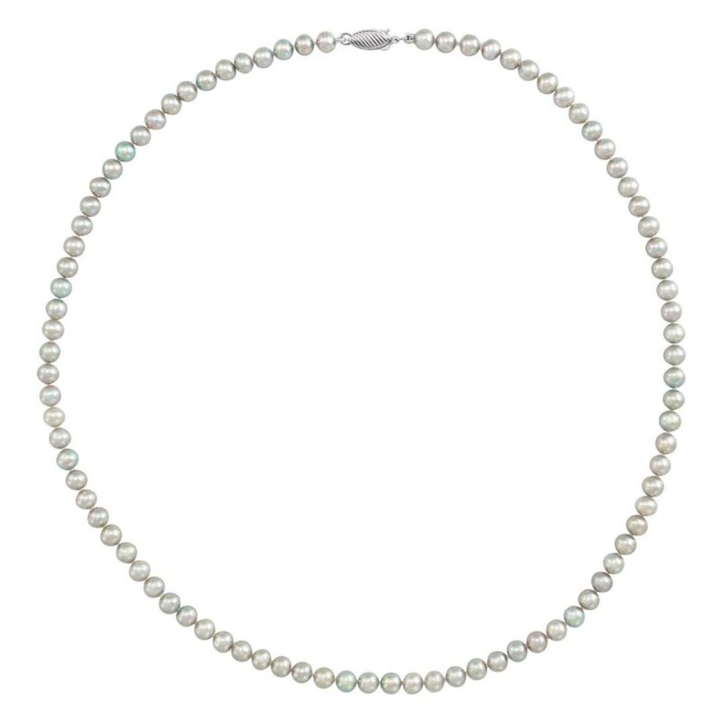 5 mm Gray Freshwater Pearl Necklace 14K White Gold