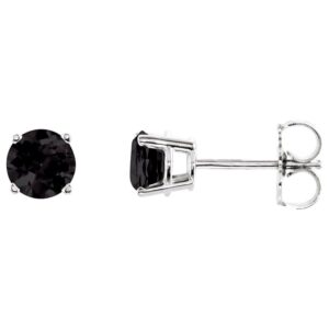 5 mm Round Black Onyx Stud Earrings 14K White Gold