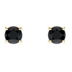 5 mm Round Black Onyx Stud Earrings 14K Yellow Gold