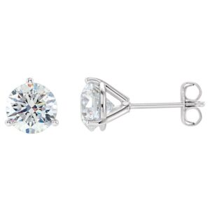 5mm Round Cut Diamond Stud Earrings in White Gold 1 Carat TW