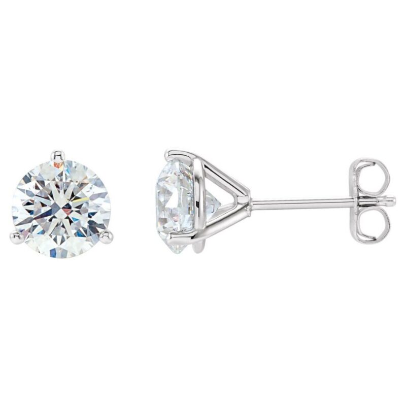 5mm Round Cut Diamond Stud Earrings in White Gold 1 Carat TW
