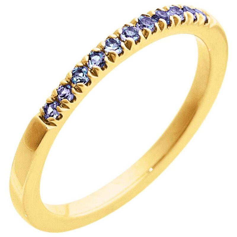 Alexandrite June Birthstone Stackable Ring 14K Yellow Gold